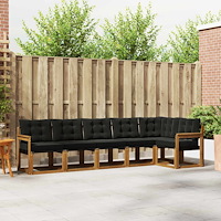 vidaXL Utomhussoffset med kudde 6 pcs Naturlig och svart