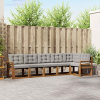 vidaXL Utomhussoffset med kudde 6 pcs Naturlig och Ljus Grå