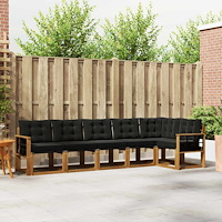 vidaXL Utomhussoffset med kudde 6 pcs Naturlig och svart