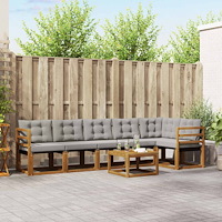 vidaXL Utomhussoffset med kudde 7 pcs Naturlig och Ljus Grå