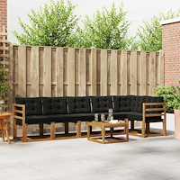 vidaXL Utomhussoffset med kudde 7 pcs Naturlig och svart