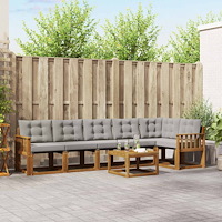 vidaXL Utomhussoffset med kudde 7 pcs Naturlig och Ljus Grå