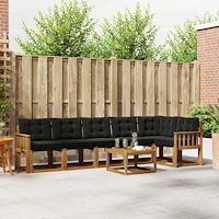 vidaXL Utomhussoffset med kudde 7 pcs Naturlig och svart