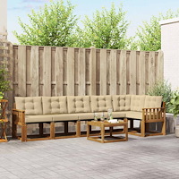 vidaXL Utomhussoffset med kudde 7 pcs Naturlig och Beige