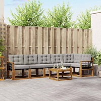 vidaXL Utomhussoffset med kudde 7 pcs Naturlig och Ljus Grå