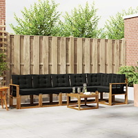 vidaXL Utomhussoffset med kudde 7 pcs Naturlig och svart