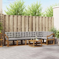 vidaXL Utomhussoffset med kudde 7 pcs Naturlig och Ljus Grå