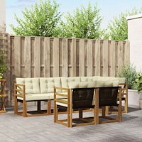 vidaXL Utomhussoffset med kudde 7 pcs Naturlig och Grädde