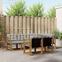 vidaXL Utomhussoffset med kudde 7 pcs Naturlig och Ljus Grå