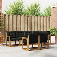 vidaXL Utomhussoffset med kudde 7 pcs Naturlig och svart