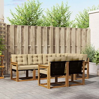 vidaXL Utomhussoffset med kudde 7 pcs Naturlig och Beige