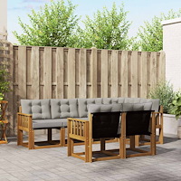 vidaXL Utomhussoffset med kudde 7 pcs Naturlig och Ljus Grå