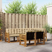 vidaXL Utomhussoffset med kudde 7 pcs Naturlig och Beige