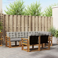 vidaXL Utomhussoffset med kudde 7 pcs Naturlig och Ljus Grå