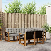 vidaXL Utomhussoffset med kudde 7 pcs Naturlig och Ljus Grå