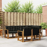 vidaXL Utomhussoffset med kudde 7 pcs Naturlig och svart
