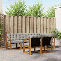 vidaXL Utomhussoffset med kudde 7 pcs Naturlig och Ljus Grå