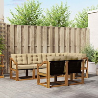 vidaXL Utomhussoffset med kudde 7 pcs Naturlig och Beige