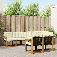 vidaXL Utomhussoffset med kudde 8 pcs Naturlig och Grädde