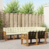 vidaXL Utomhussoffset med kudde 8 pcs Naturlig och Grädde