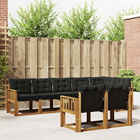 vidaXL Utomhussoffset med kudde 8 pcs Naturlig och svart