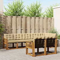 vidaXL Utomhussoffset med kudde 8 pcs Naturlig och Beige