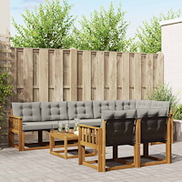 vidaXL Utomhussoffset med kudde 9 pcs Naturlig och Ljus Grå