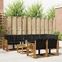 vidaXL Utomhussoffset med kudde 9 pcs Naturlig och svart