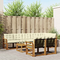vidaXL Utomhussoffset med kudde 9 pcs Naturlig och Grädde