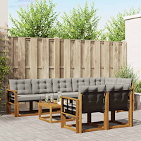 vidaXL Utomhussoffset med kudde 9 pcs Naturlig och Ljus Grå