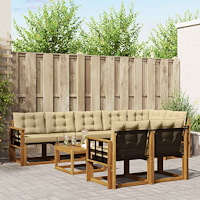 vidaXL Utomhussoffset med kudde 9 pcs Naturlig och Beige