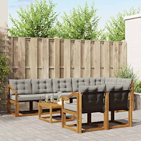 vidaXL Utomhussoffset med kudde 9 pcs Naturlig och Ljus Grå