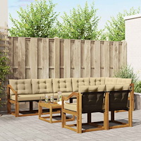 vidaXL Utomhussoffset med kudde 9 pcs Naturlig och Beige