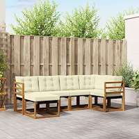 vidaXL Utomhussoffset med kudde 6 pcs Naturlig och Grädde