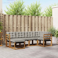 vidaXL Utomhussoffset med kudde 6 pcs Naturlig och Ljus Grå