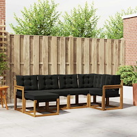 vidaXL Utomhussoffset med kudde 6 pcs Naturlig och svart