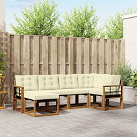 vidaXL Utomhussoffset med kudde 6 pcs Naturlig och Grädde