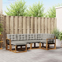 vidaXL Utomhussoffset med kudde 6 pcs Naturlig och Ljus Grå