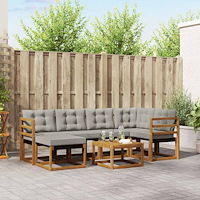 vidaXL Utomhussoffset med kudde 7 pcs Naturlig och Ljus Grå