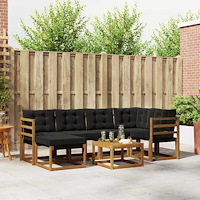 vidaXL Utomhussoffset med kudde 7 pcs Naturlig och svart