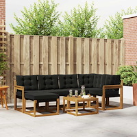 vidaXL Utomhussoffset med kudde 7 pcs Naturlig och svart