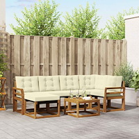 vidaXL Utomhussoffset med kudde 7 pcs Naturlig och Grädde