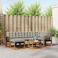 vidaXL Utomhussoffset med kudde 7 pcs Naturlig och Ljus Grå