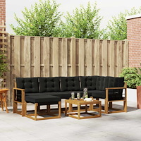 vidaXL Utomhussoffset med kudde 7 pcs Naturlig och svart