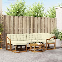 vidaXL Utomhussoffset med kudde 7 pcs Naturlig och Grädde