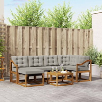 vidaXL Utomhussoffset med kudde 7 pcs Naturlig och Ljus Grå