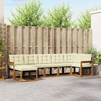 vidaXL Utomhussoffset med kudde 7 pcs Naturlig och Grädde