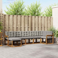 vidaXL Utomhussoffset med kudde 7 pcs Naturlig och Ljus Grå