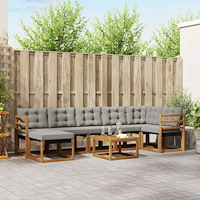 vidaXL Utomhussoffset med kudde 8 pcs Naturlig och Ljus Grå