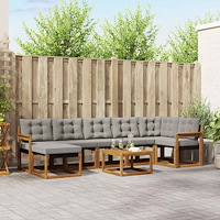 vidaXL Utomhussoffset med kudde 8 pcs Naturlig och Ljus Grå